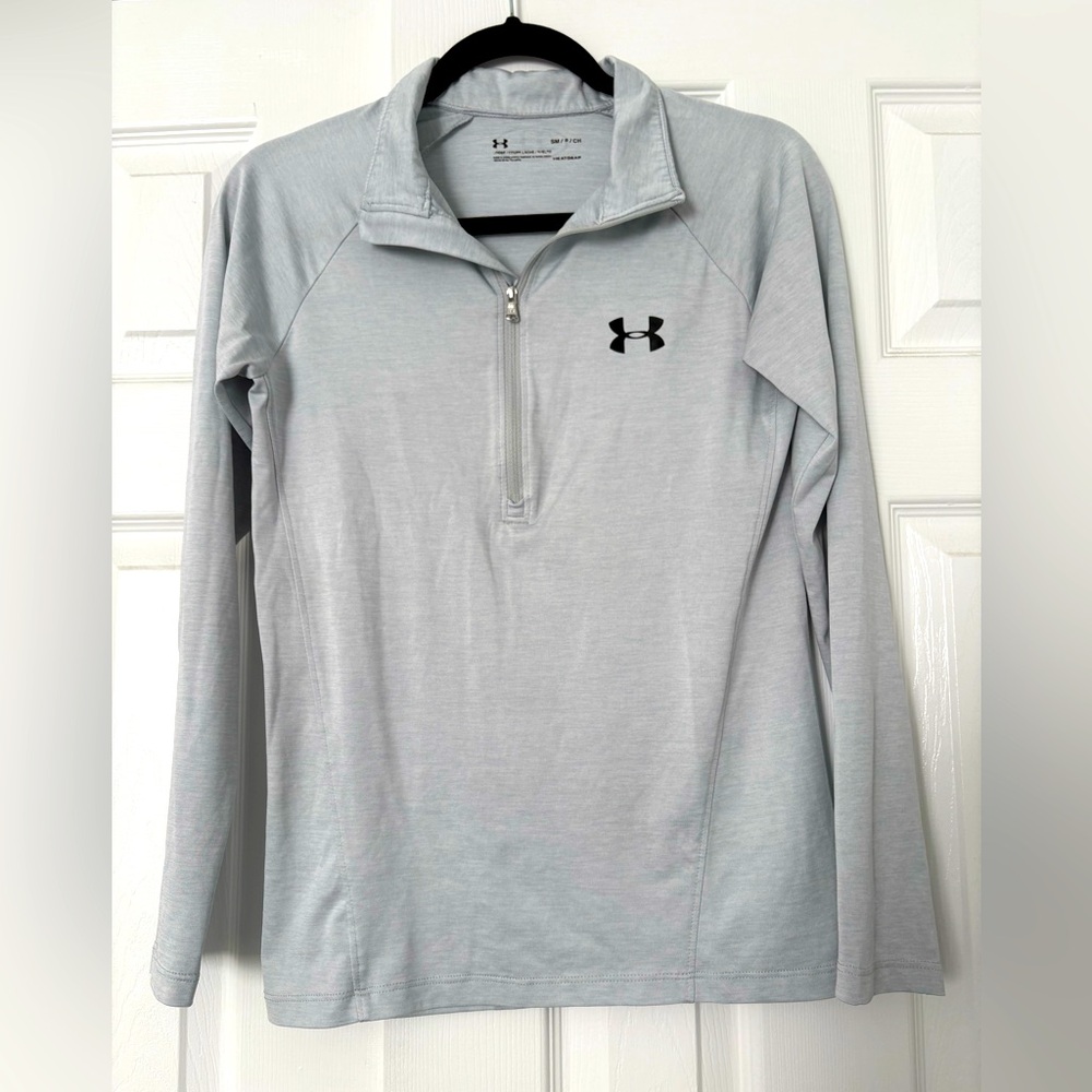 Ice Blue Under Armour Heat Gear 1/4 zip long sleeve. Women’s small